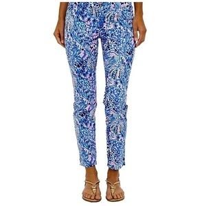 NWT Lilly Pulitzer $148 Kelly Skinny Ankle Pant in Tic Tac Tile Allover Size 6